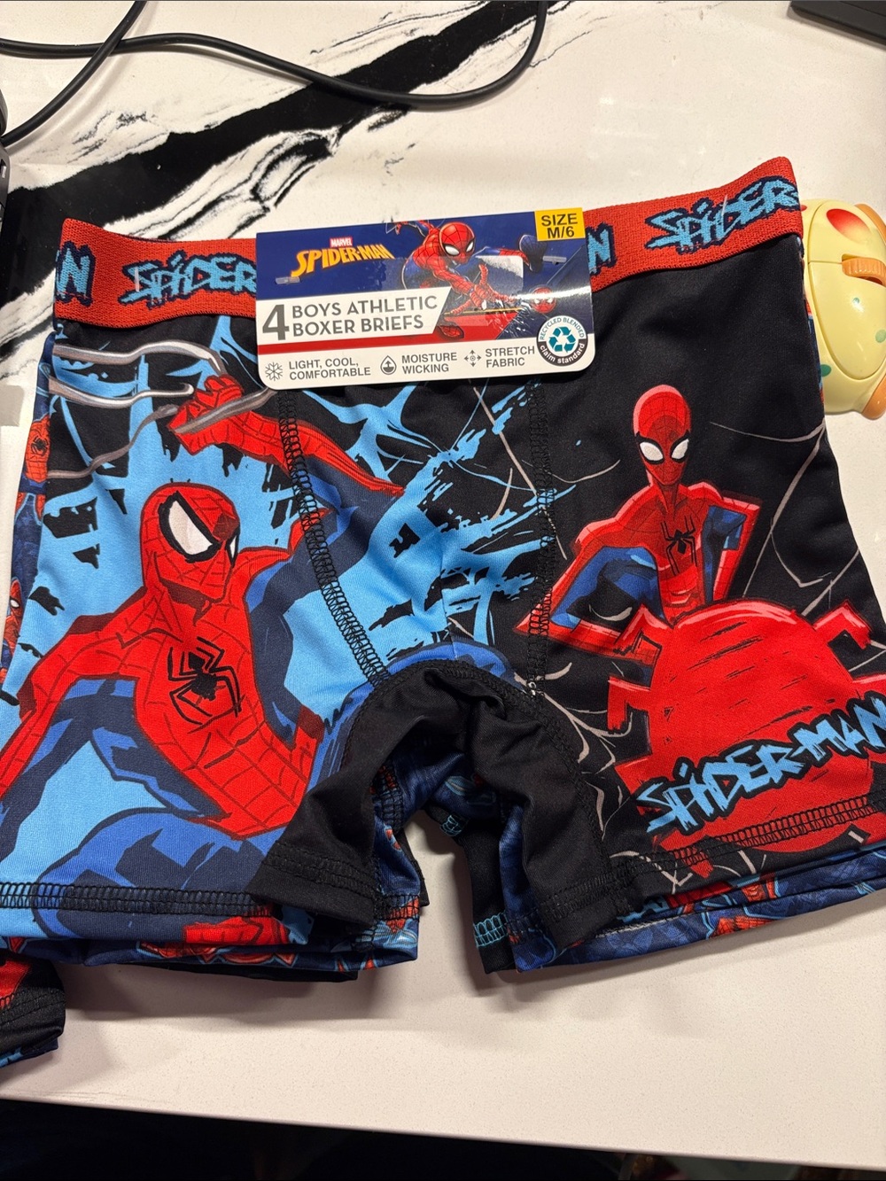 Spiderman Boys Athletic Boxer Briefs in Red, Blue & Black